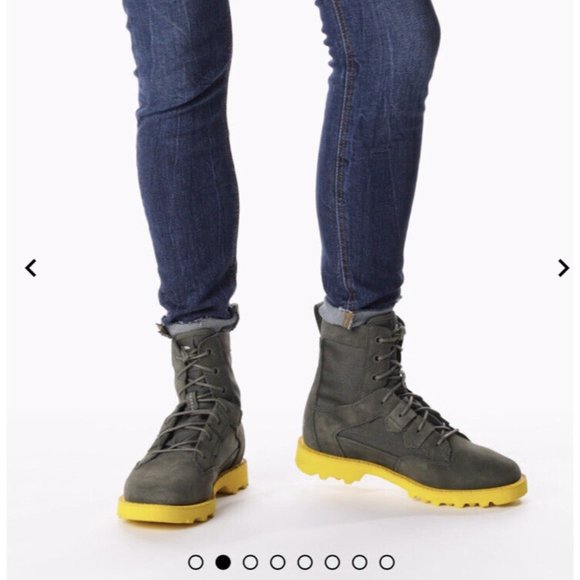 NIB Sorel Caribou OTM Waterproof Boot Alpine Tundra Cyber Yellow - Picture 2 of 4